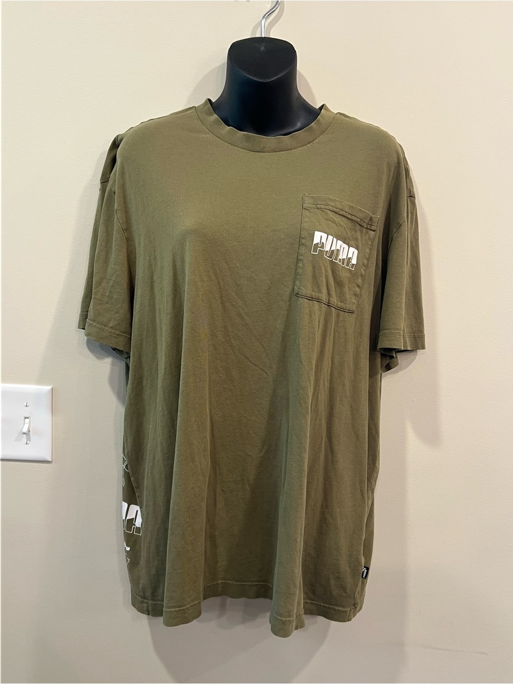 Puma Olive Green Pocket Logo Short Sleeve Tee